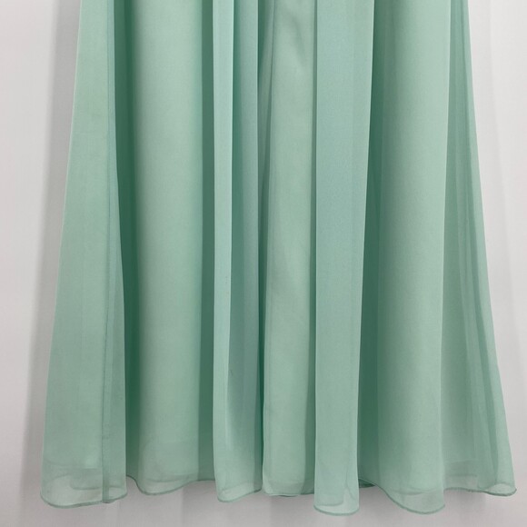 BILL LEVKOFF Mint Green Chiffon Lace Keyhole Bridesmaid Gown Maxi Dress Size 10 - Picture 6 of 8